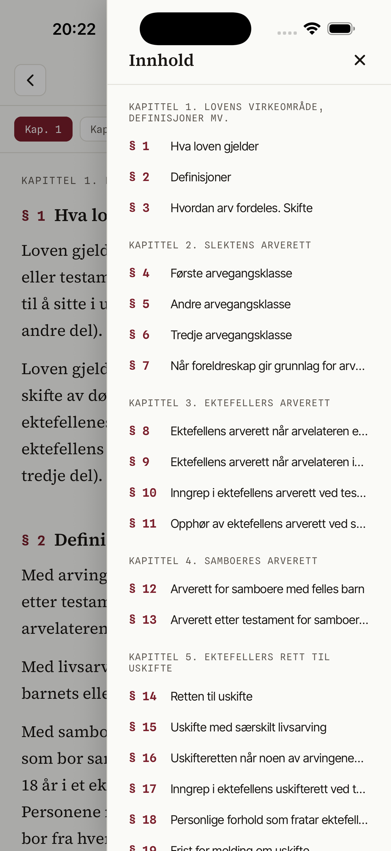 Paragraf – innholdsfortegnelse